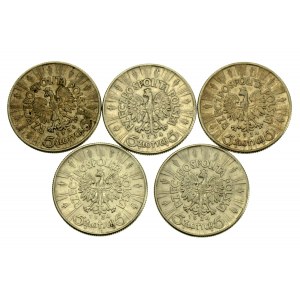 II RP, set of 5 gold 1934-1936, Pilsudski, 5 pcs. (542)