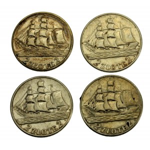 II RP, 2 złote 1936 Żaglowiec, 4 szt. (563)