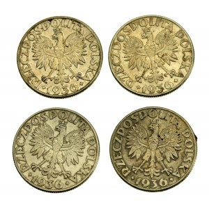 II RP, 2 złote 1936 Żaglowiec, 4 szt. (563)