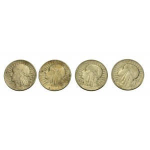 II RP, 5 złotych 1934 Głowa kobiety, 4 szt. (564)