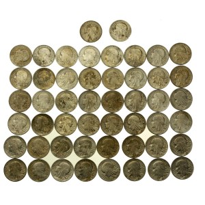 II RP, zestaw 5 złotych 1932-1934 Głowa kobiety, 50 szt. (578)