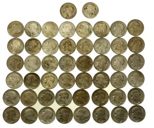 II RP, zestaw 5 złotych 1932-1934 Głowa kobiety, 50 szt. (578)