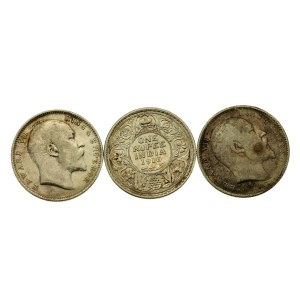 Indie brytyjskie, 1 Rupia 1906, 1907 i 1916. 3 szt. (602)