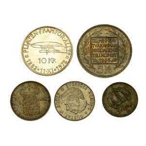 Szwecja, zestaw 5 monet srebrnych. (603)