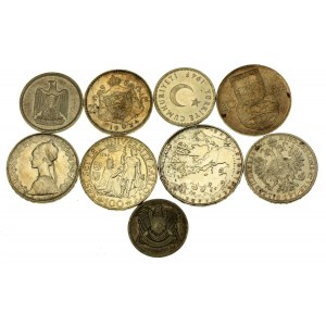 Czechoslovakia, Italy, silver coin set, 9 pieces. (608)