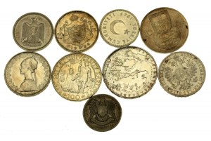 Czechosłowacja, Włochy, zestaw monet srebrnych, 9 szt. (608)