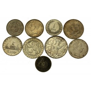 Tschechoslowakei, Italien, Silbermünzensatz, 9 Stück. (608)