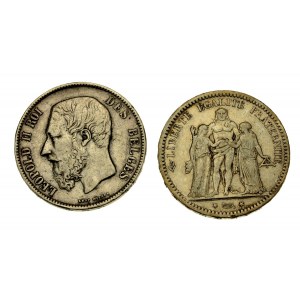 Belgien, Frankreich, 5 Franken 1871, 1873, 2 Stk. (609)