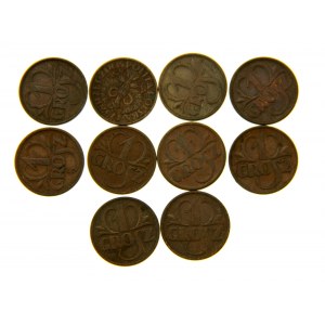 II RP, zestaw 1 grosz 1937, 10 szt. (636)