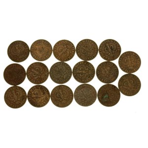 II Republic, 1939 set of 5 pennies, 17 pieces. (638)