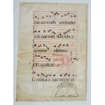 (Parchment card with text and note notation). Que credidith perfiaetur in te que dicta. ....