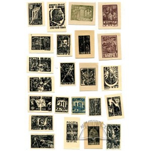 (WOLDENBERG). Lager-Briefmarken. Eine Sammlung von 49 Lagermarken aus dem Lager Woldenberg.
