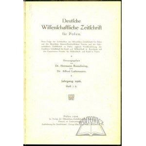 RAUSCHNING Hermann, Lattermann Alfred, Deutsche Wissenschafttliche Zeitschrift fur Polen.