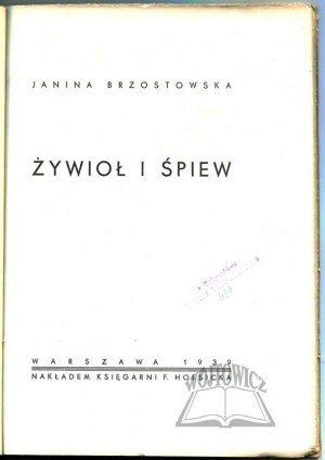 BRZOSTOWSKA Janina, Element and singing. (1st ed.).