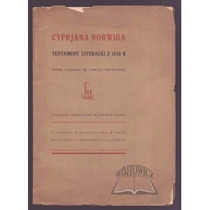 (NORWID Cyprian), The Literary Testament of Cyprian Norwid, 1858