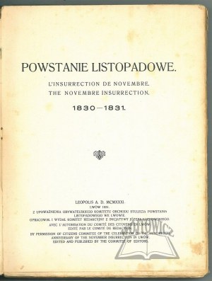 POWSTANIE Listopadowe. 1830/31-1930/31.