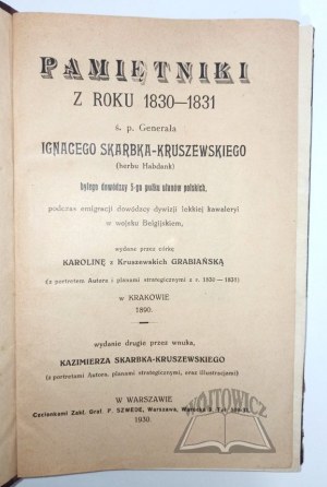 SKARBEK - Kruszewski Ignacy, Pamiętniki z roku 1830-1831.
