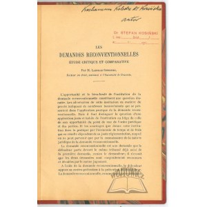SIEDLECKI M. Ladislas, Les demandes reconventionnelles. (Autograph).