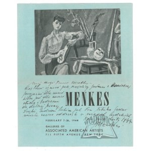 MENKES Zygmunt (1896-1986), Polish painter and sculptor of Jewish origin, My dear Mr. Mietek...