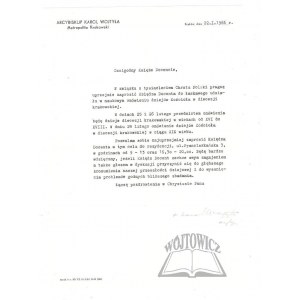 WOJTYŁA Karol (1920 - 2005), Metropolit von Krakau, seit 1978 Papst Johannes Paul II., Autogramm.