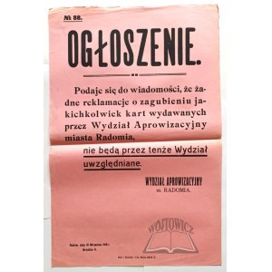 OGŁOSZENIE. Nr 88.