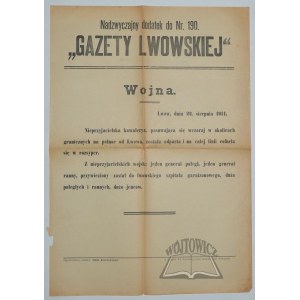 VÁLKA. Mimořádná příloha č. 190 listu Gazeta Lwowska.