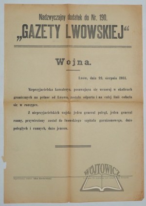 WOJNA. Nadzwyczajny dodatek do nr 190 