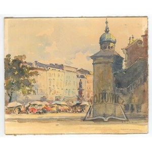 SAJDAK Henryk (1905 - 1995)., Kraków, fragment Rynku Głównego i Sukiennic.