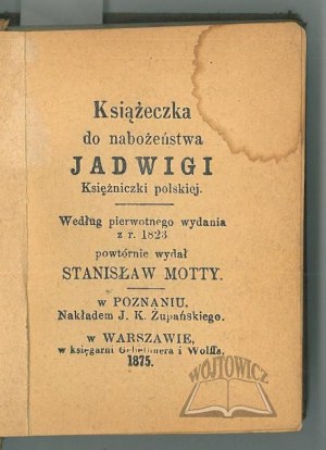 BOOK of devotion of Hedwig the Polish Princess.