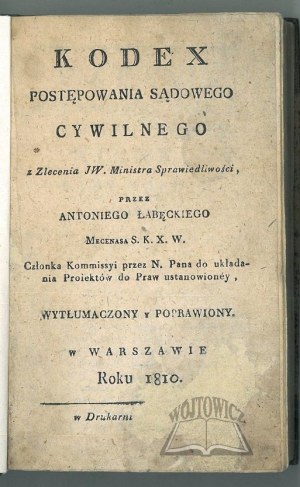 ŁABÊCKI Antoni, Codex of Civil Litigation.
