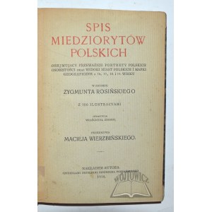 ROSIŃSKI Zygmunt, Spis miedziorytów polskich obejmujący głównie portrety polskich osobistości oraz