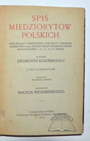 ROSIŃSKI Zygmunt, Inventory of Polish copperplate engravings comprising mostly portraits of Polish personalities and