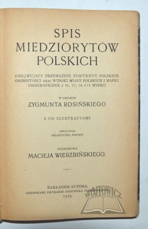 ROSIŃSKI Zygmunt, Inventory of Polish copperplate engravings comprising mostly portraits of Polish personalities and