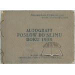 AUTOGRAFIE poslanců Sejmu z roku 1919.