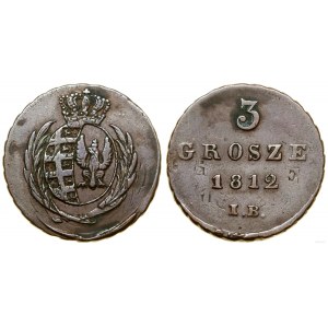 Polska, 3 grosze, 1812 IB, Warszawa