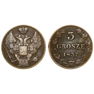 Polska, 3 grosze, 1837 MW, Warszawa