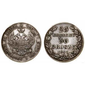 Polska, 25 kopiejek = 50 groszy, 1847 MW, Warszawa