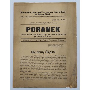Die Tageszeitung Poranek zum schlesischen Plebiszit