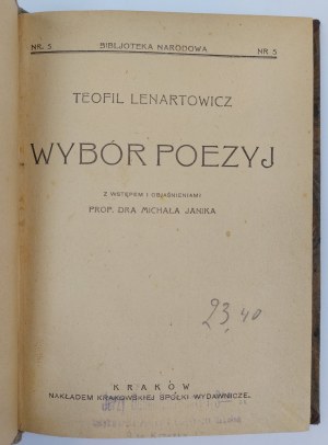 Teofil Lenartowicz, Wybór Poezyj