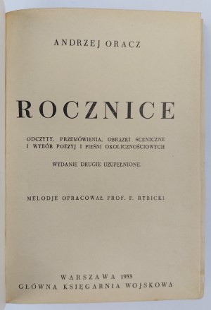 Andrzej Oracz, Rocznice