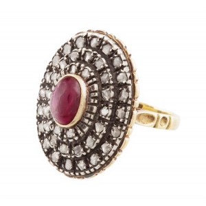Ring with ruby and diamonds, 2nd half of 20th century.