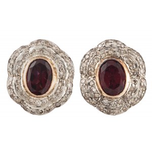 Earrings with garnets and diamonds, 2nd half of 20th century.
