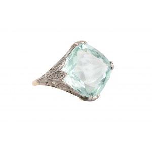 Ring with aquamarine and diamonds, mid-20th century.