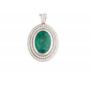 Pendant with emerald and diamonds, contemporary