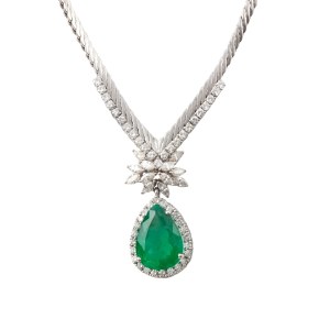 Smaragd- und Diamant-Halskette, zeitgenössisch