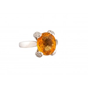 Ring with citrine and diamonds, contemporary