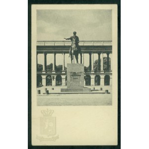 Warszawa - Pomnik Ks. Józefa Poniatowskiego, herb Warszawy, druk czb., mały format 7x11 cm, rzadkie!