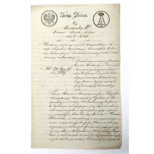 Dalešice, zmluva o záruke za prenájom, 1859.