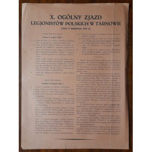 Leták-plakát u příležitosti X. Valného shromáždění polských legionářů v Tarnově 9. srpna 1931.