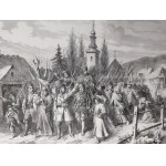 Powstanie styczniowe, Wyjście ochotników z Grodna, drzeworyt 1863 r.